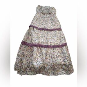 Grass Collection Strapless Floral Maxi-Layers-Crotched lace-Lined-Size Large